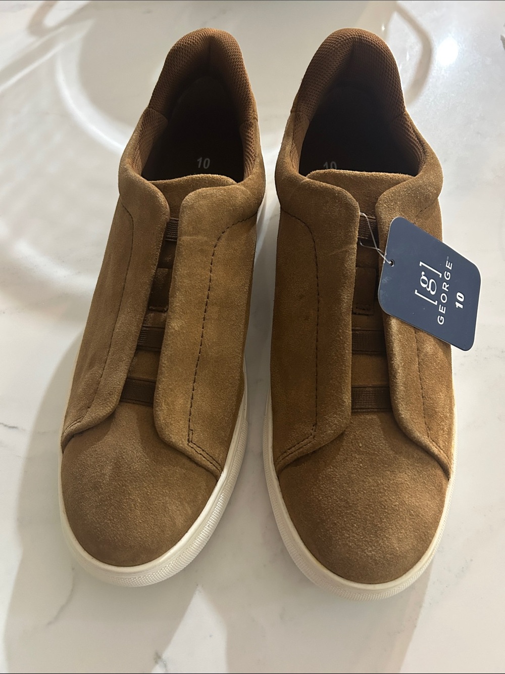 George Men’s Slip-On Suede Sneakers in Tan